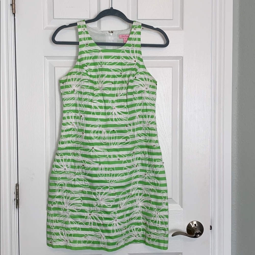 Lilly Pulitzer Green & White Shift Dress Size 4